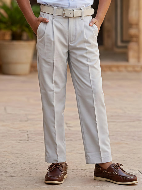 Boys' Premium Slim-Fit Formal Grey Pant