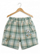 Boys Green Bear Graphic Tee & Plaid Shorts Coord Set