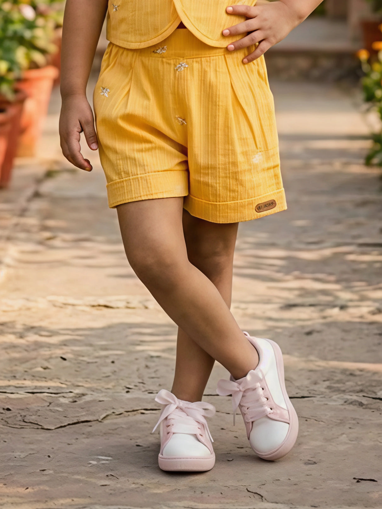 Vibrant Yellow Embroidered Cotton Co-ord Set