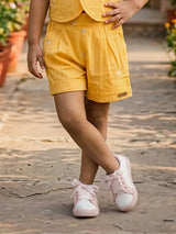 Vibrant Yellow Embroidered Cotton Co-ord Set