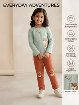 Girls Green Tiger Graphic Two Piece Set.