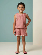 Girls Pink Scalloped Shorts Set