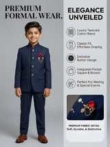 Boys Navy Blue Jodhpuri Suit - Elegant Ethnic Bandhgala Set