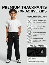 Trepo Boys Premium Black Trackpants