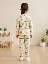 Girls Cream Stay Wild Print Two Piece Clothing Set.