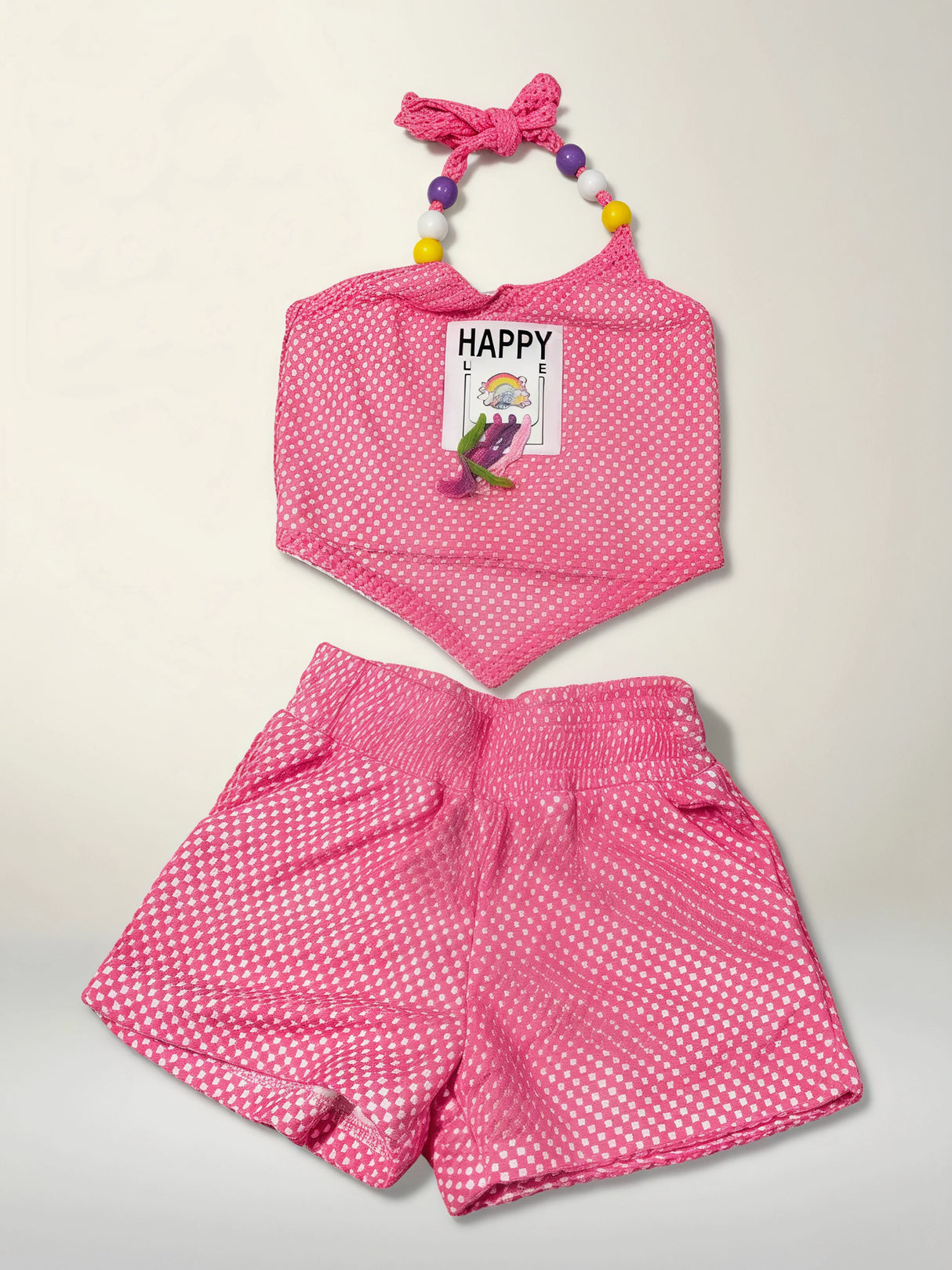 Girls Purple Net Mesh Halter Top & Shorts Co-ord Set