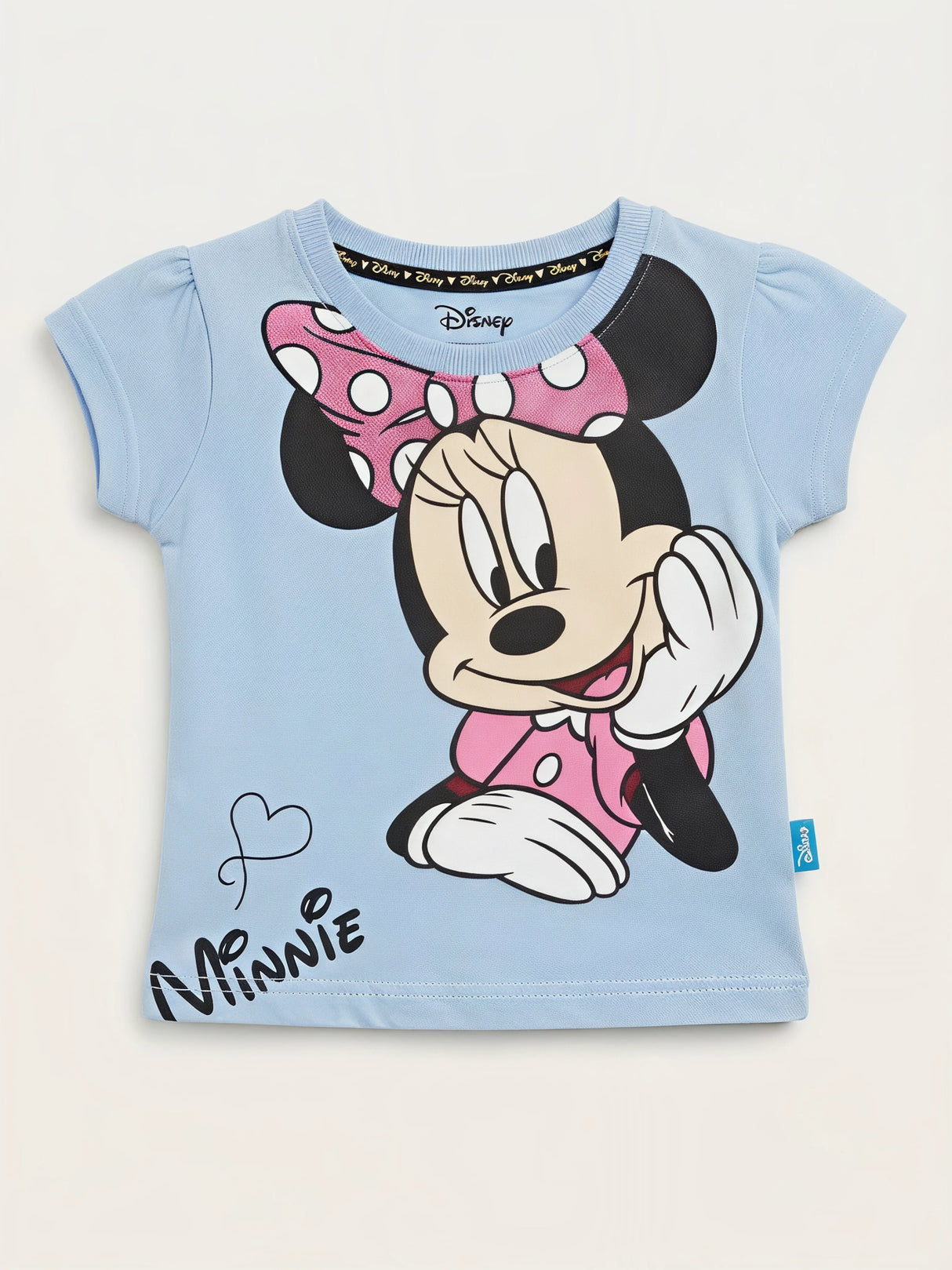 Girls Light Blue Minnie Mouse Printed T-Shirt