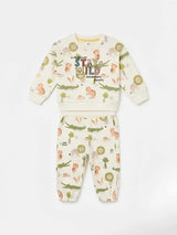 Girls Cream Stay Wild Print Two Piece Clothing Set.
