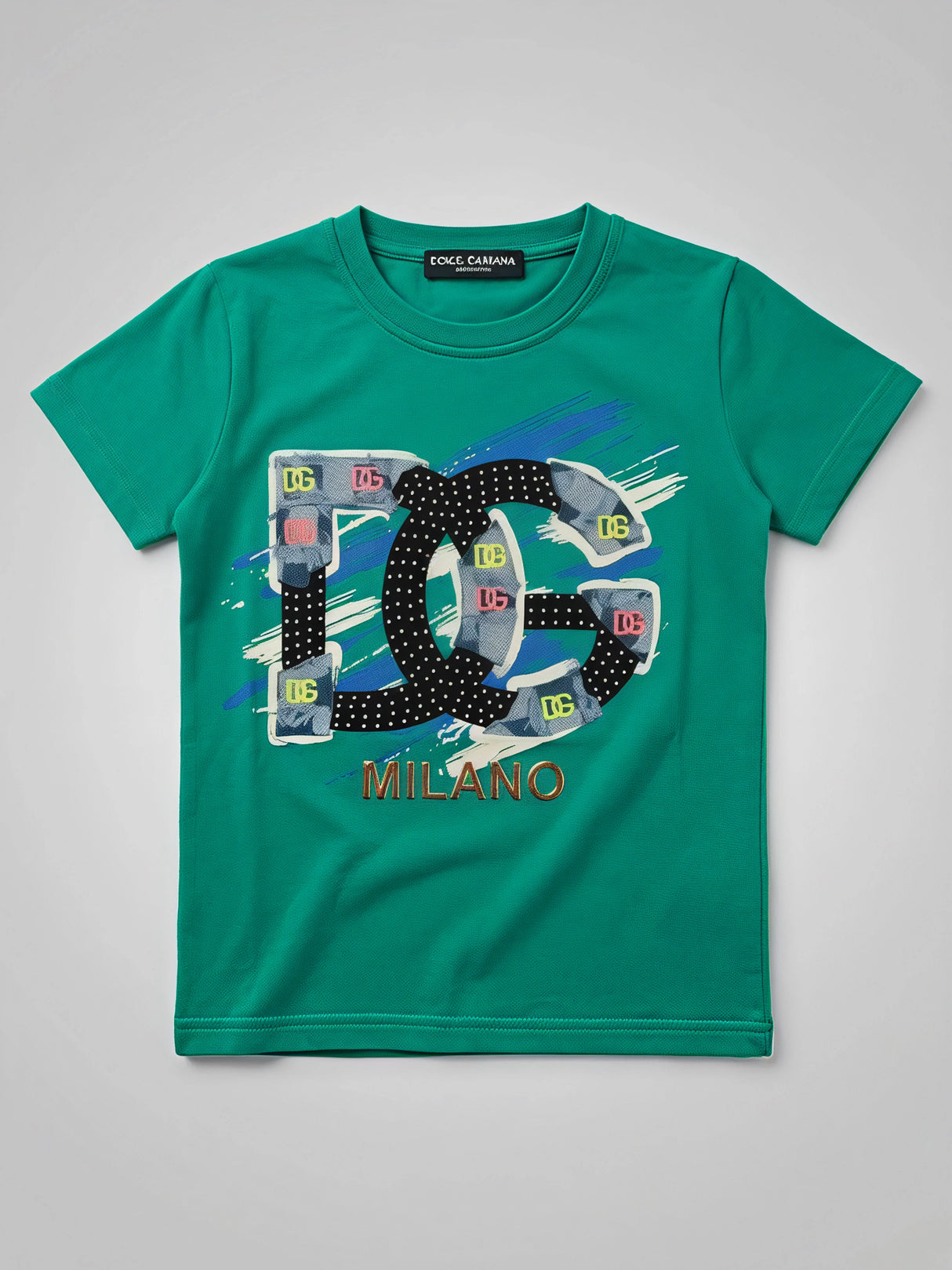 Boys Green Milano Graphic Print Cotton T-Shirt