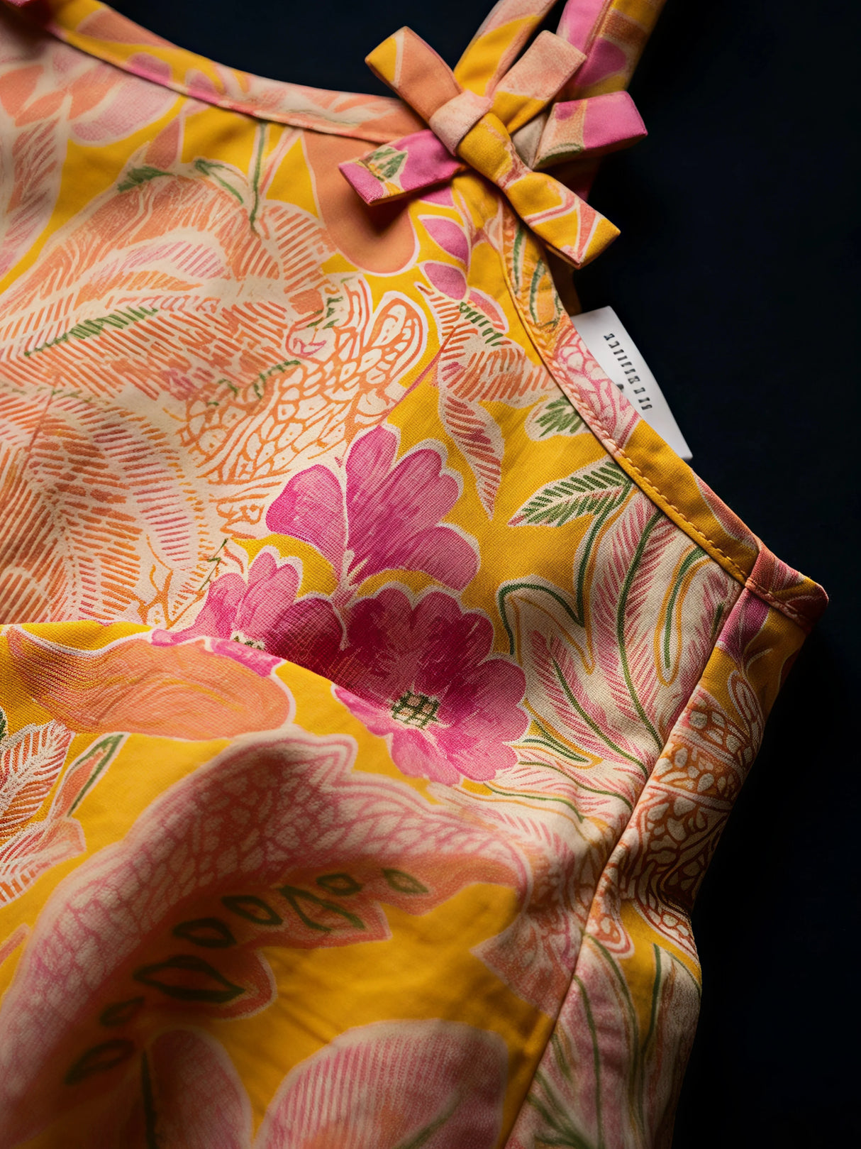 Girls Vibrant Yellow Floral Print Strappy Top and Shorts Set
