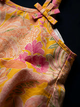 Girls Vibrant Yellow Floral Print Strappy Top and Shorts Set