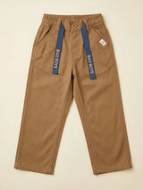 Boys Brown Casual Trousers with Tape Detail