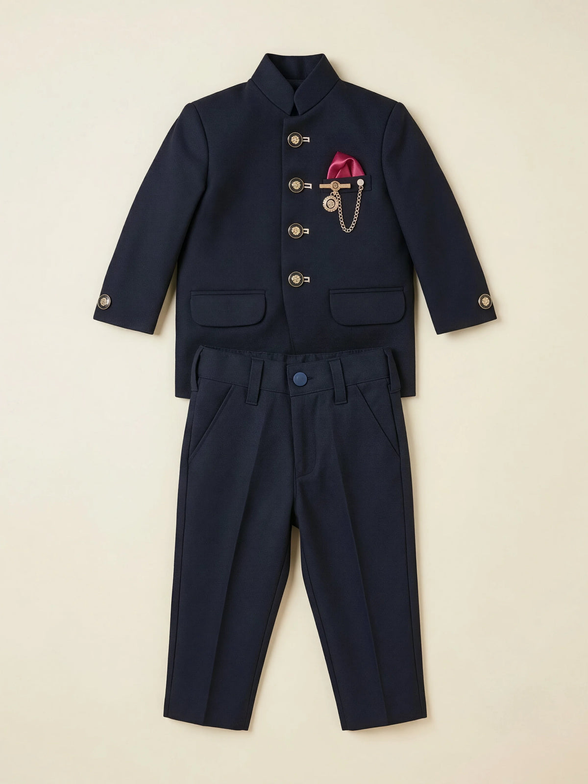 Boys Black Jodhpuri Suit Set.