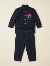 Boys Black Jodhpuri Suit Set.
