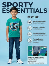 Boys Green Milano Graphic Print Cotton T-Shirt