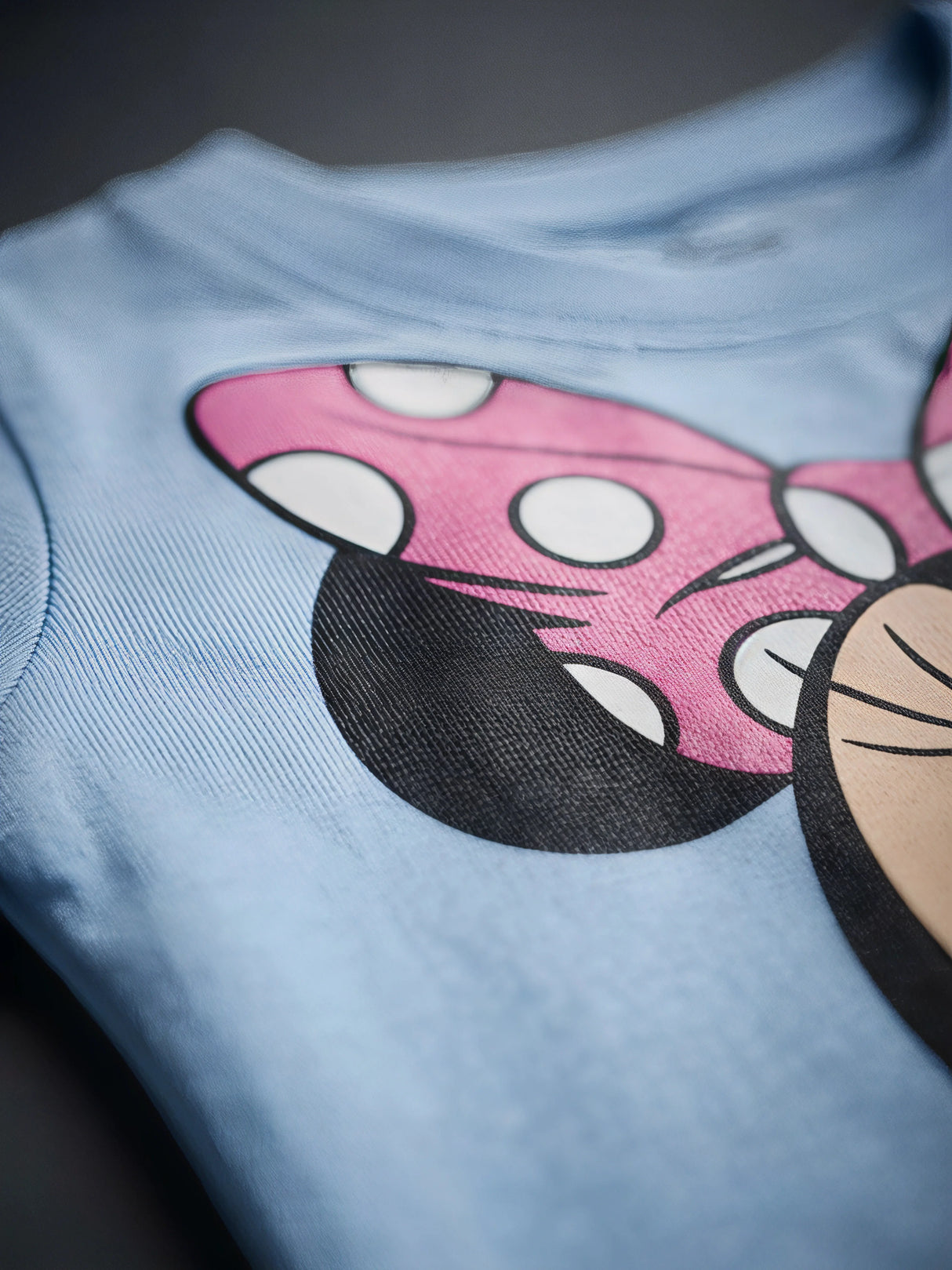 Girls Light Blue Minnie Mouse Printed T-Shirt