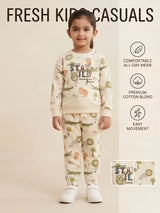 Girls Cream Stay Wild Print Two Piece Clothing Set.