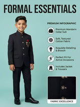 Boys Black Jodhpuri Suit Set.