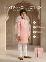 Pink Solid Kurta Pajama Set for Boys