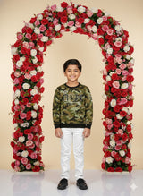 Boys Casual Full Sleeves Printed Round Neck T-Shirt - Green