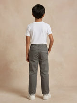 Boys Grey Casual Trousers with Drawstring Detail