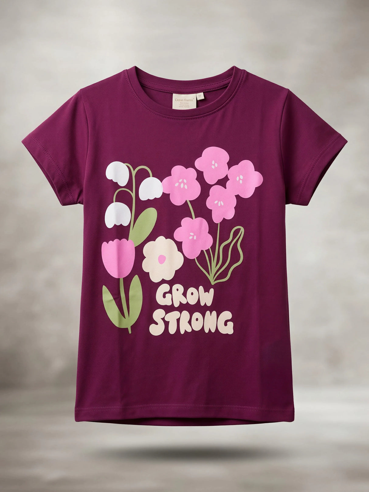 Girls Purple Floral "Grow Strong" Casual Top