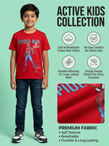 Boys Red Marvel Spider-Man Graphic Printed Crew Neck T-Shirt.