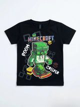 Black Graphic Printed Round Neck T-Shirt Casual Wear