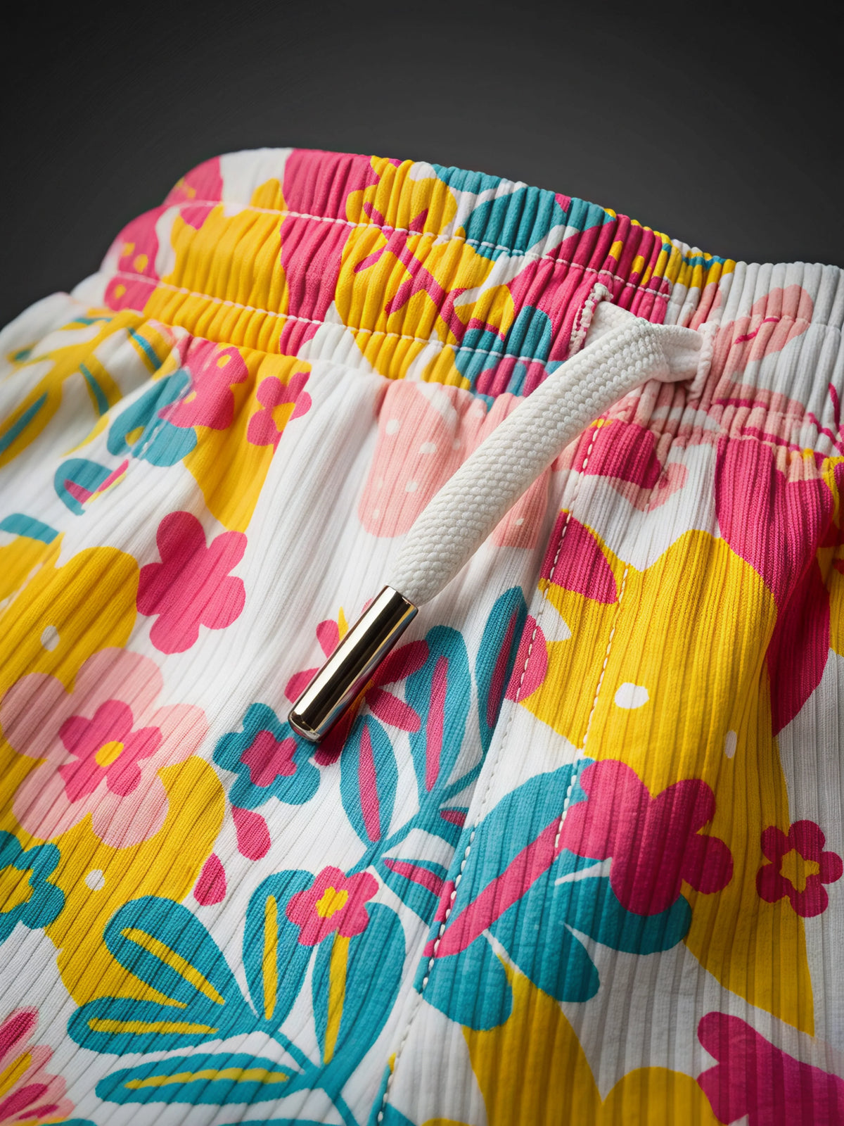 Girls' Vibrant Multi-Color Floral Print Shorts with Pockets