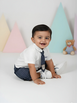 Little Gentleman Bear Striped Coordinate Set - Blue