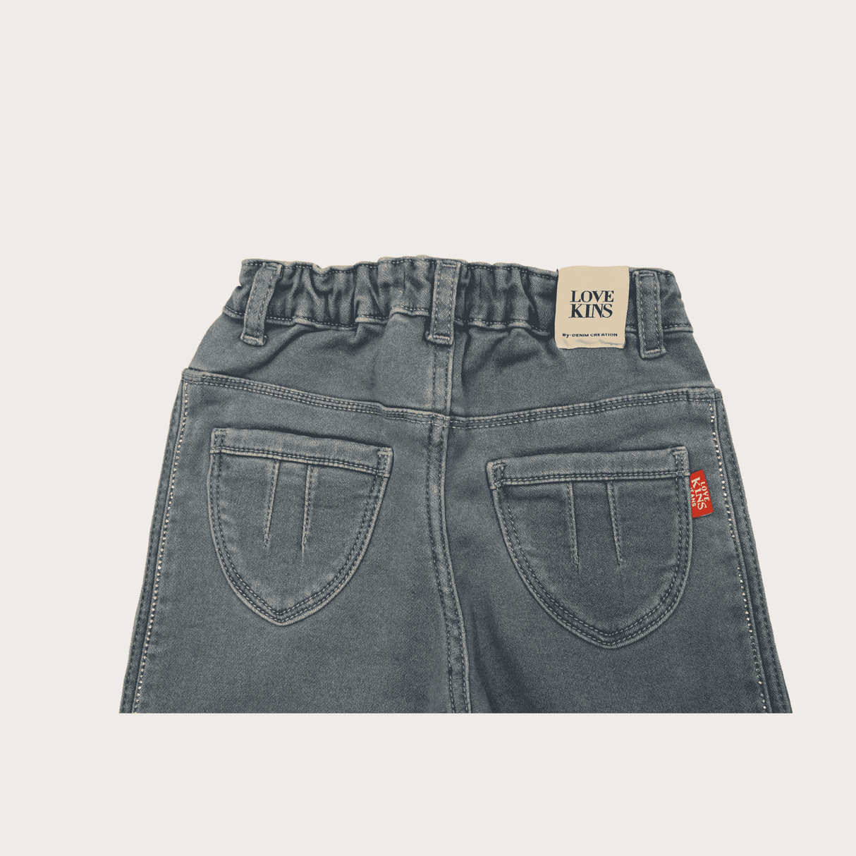 Girls Casual Plain Jeans Pant Half Elastic - Sky Blue