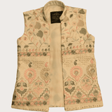 Boys Traditional Self Design Chuddidar Kurta with Koti - Cream