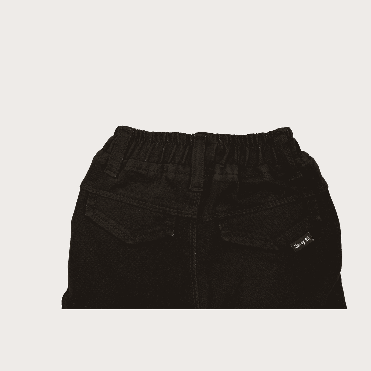 Boys Casual With Rib Jeans Joggers Full Elastic - Black