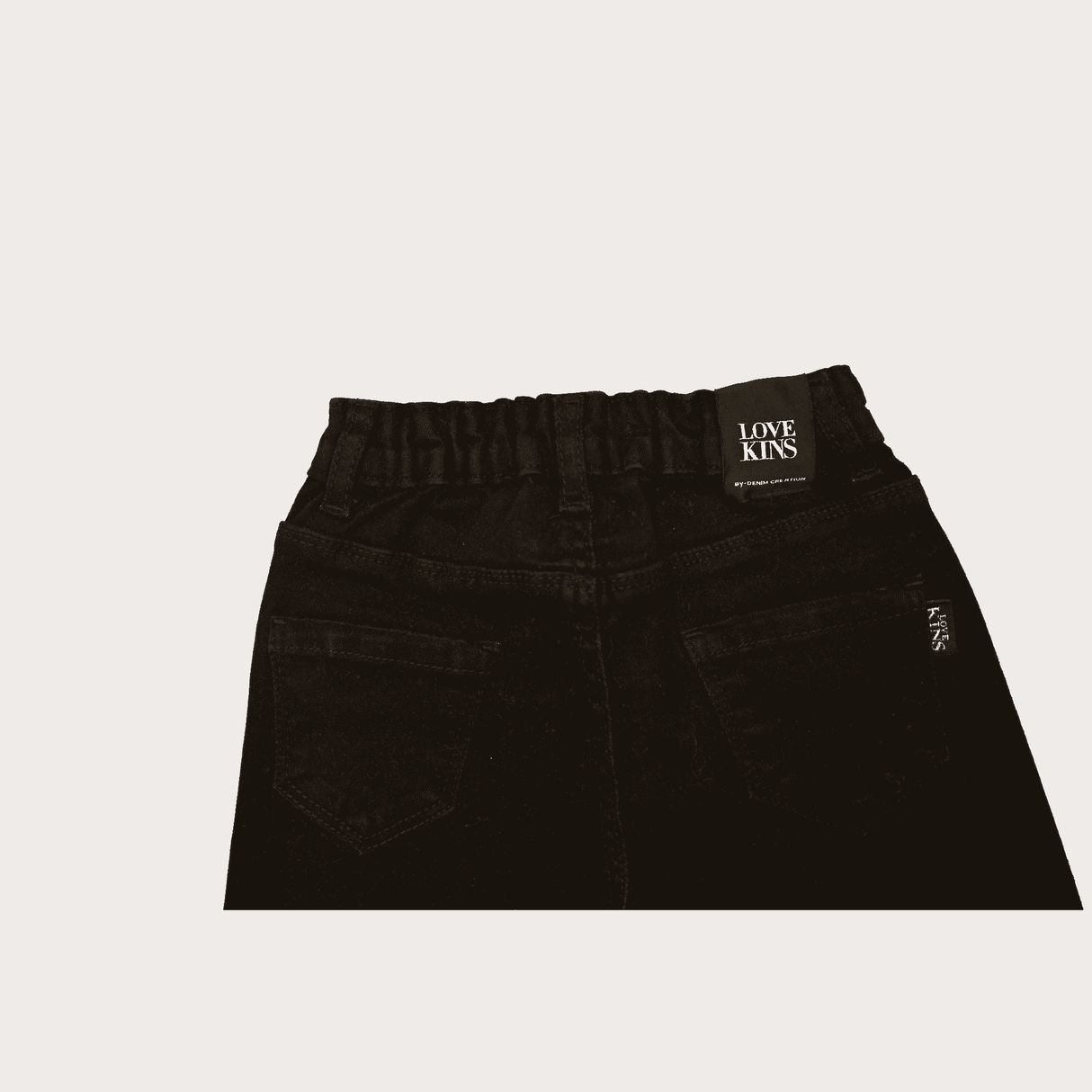 Girls Casual Plain Jeans Pant Half Elastic - Black