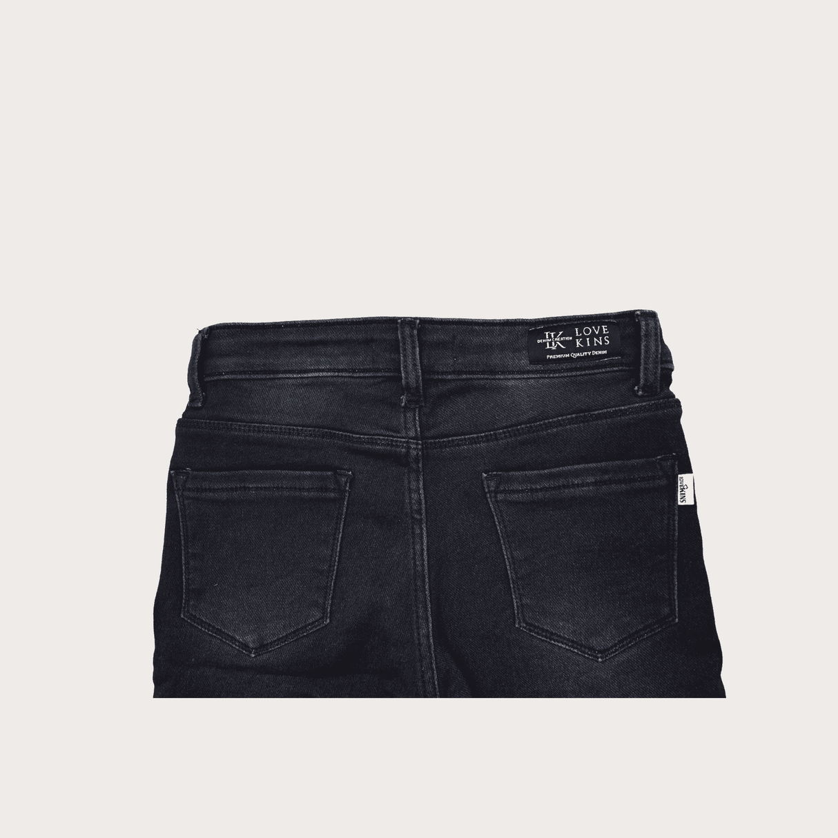 Girls Casual Plain Jeans Shorts Fixed Waist - Navy Blue