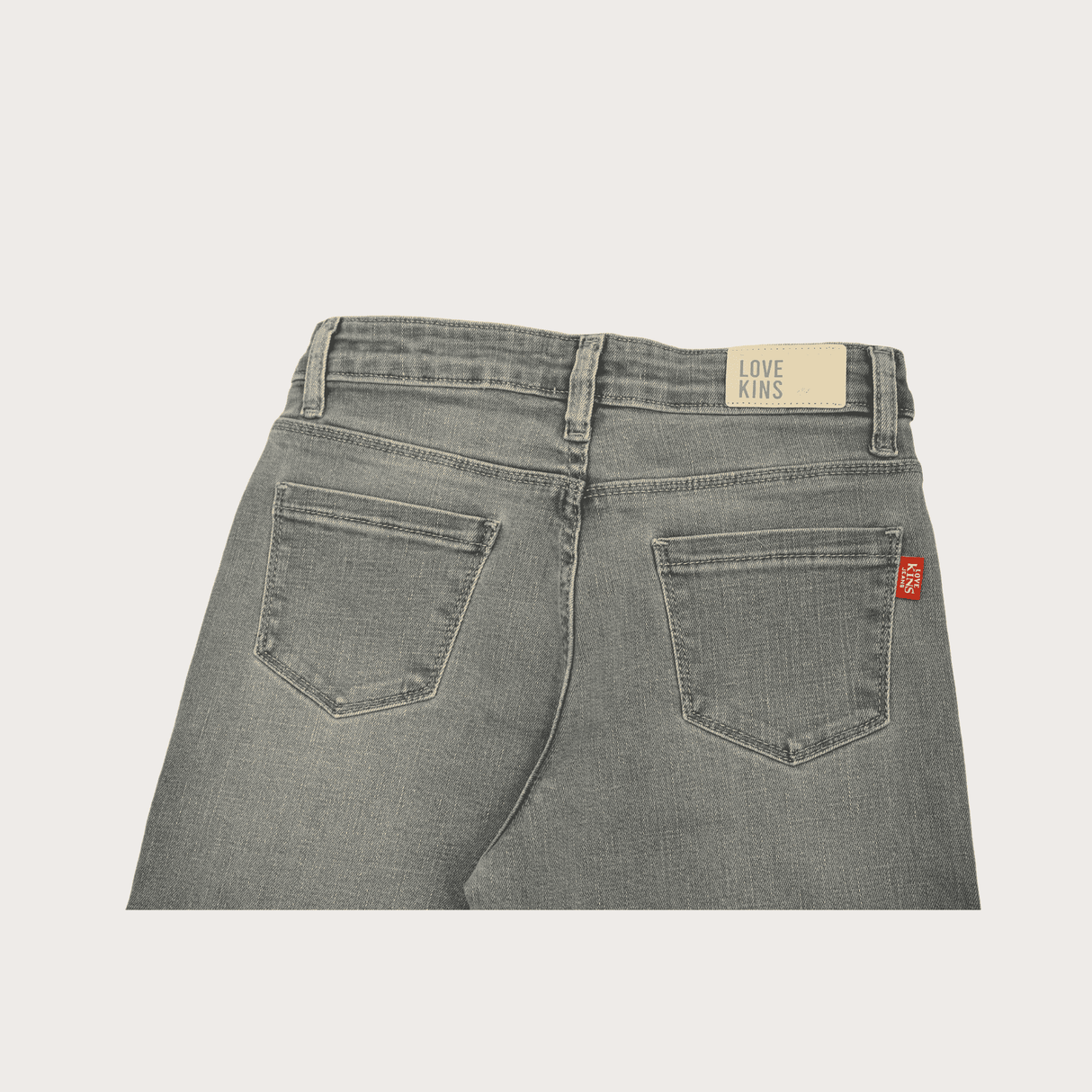Girls Casual Plain Jeans Pant Fixed Waist - Grey