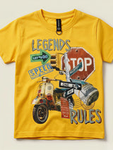 Boys Yellow "Legends Rules" Graphic Print T-Shirt