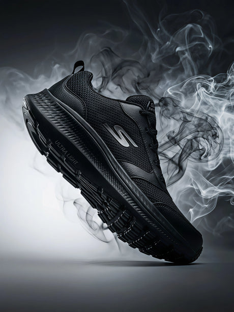 Skechers Unisex Black Lace-Up School Shoes.