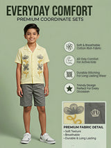 Boys Yellow Floral Embroidered Co-ord Set.