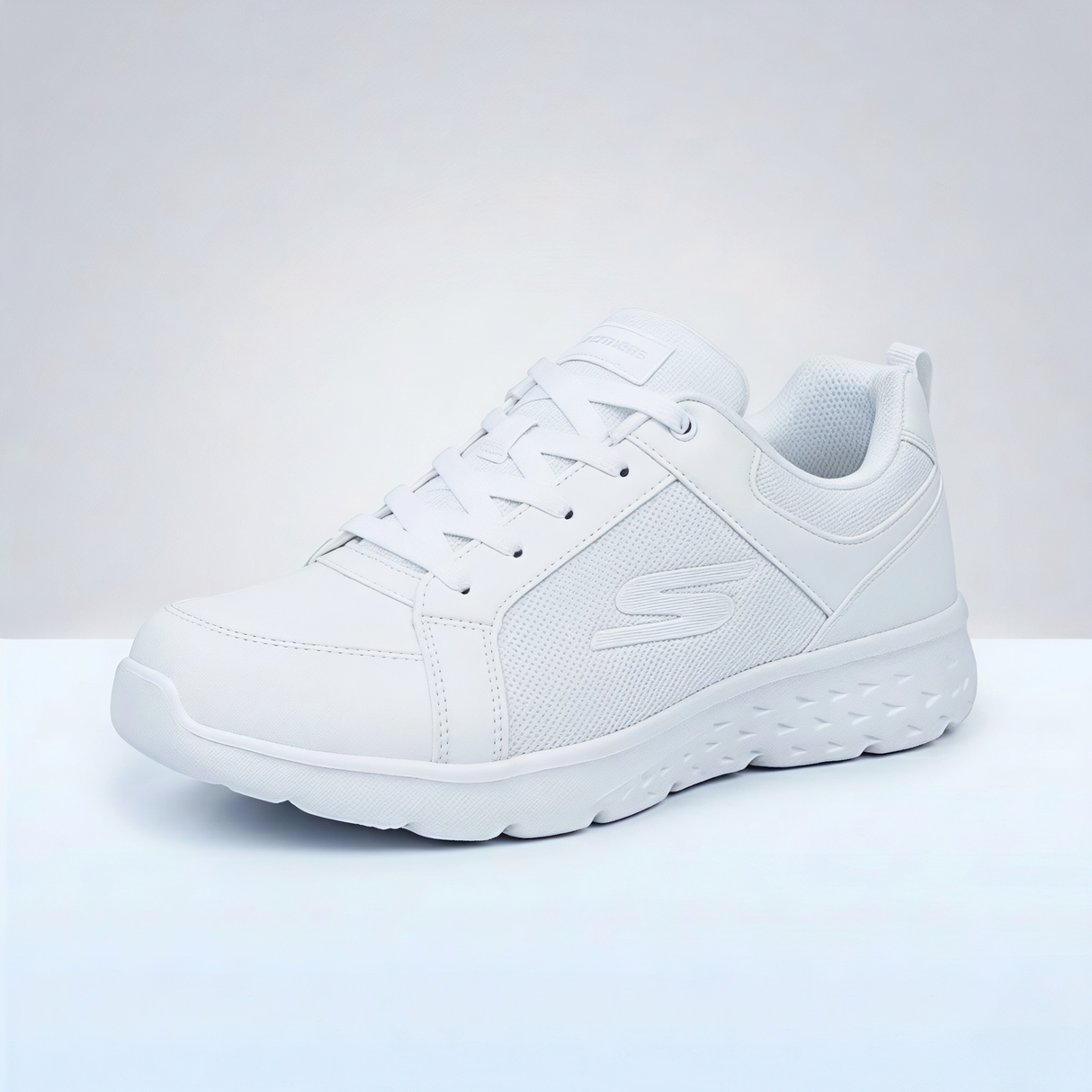 Skechers Essential Lace-Up School Shoes - White.