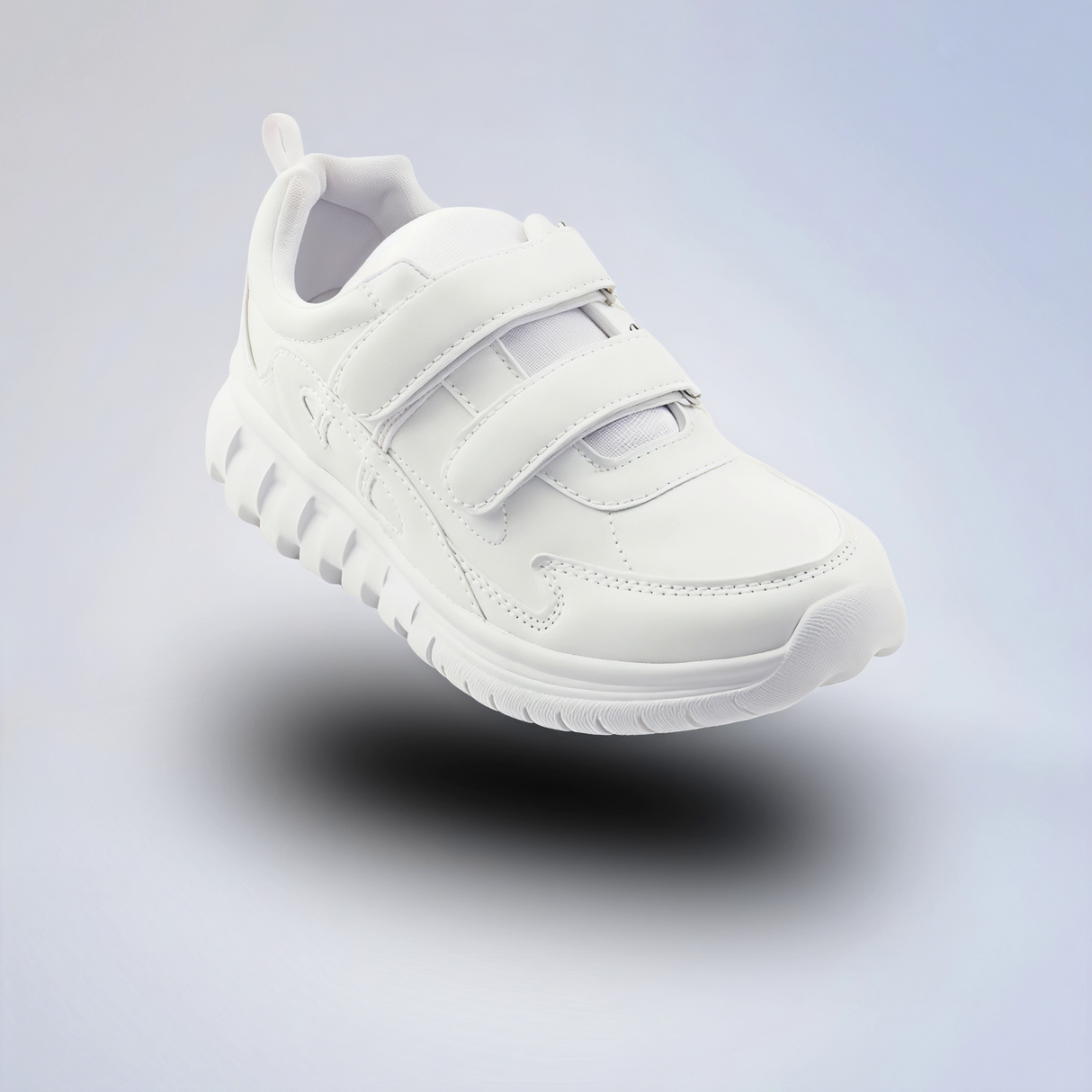Liberty  Force 10 Unisex White Velcro School Shoes.