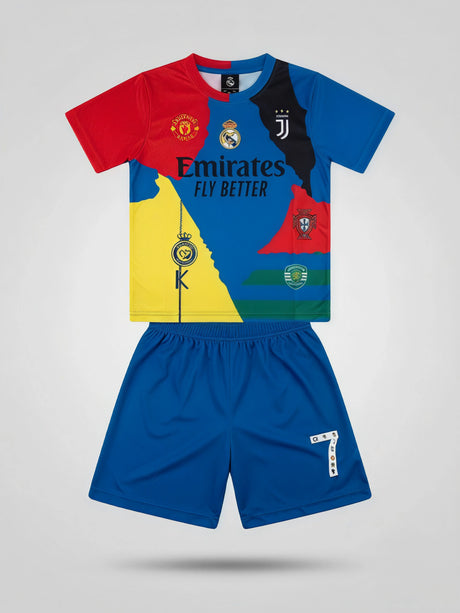 Boys Blue Printed Sports Co-Ord Set.