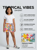 Girls Multi-Color Patchwork Print Shorts with Drawstring