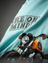 Boys Light Blue Bike Graphic Printed T-Shirt