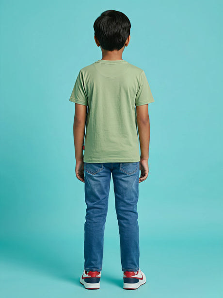 Boys Green Spider-Man Graphic Printed T-Shirt.