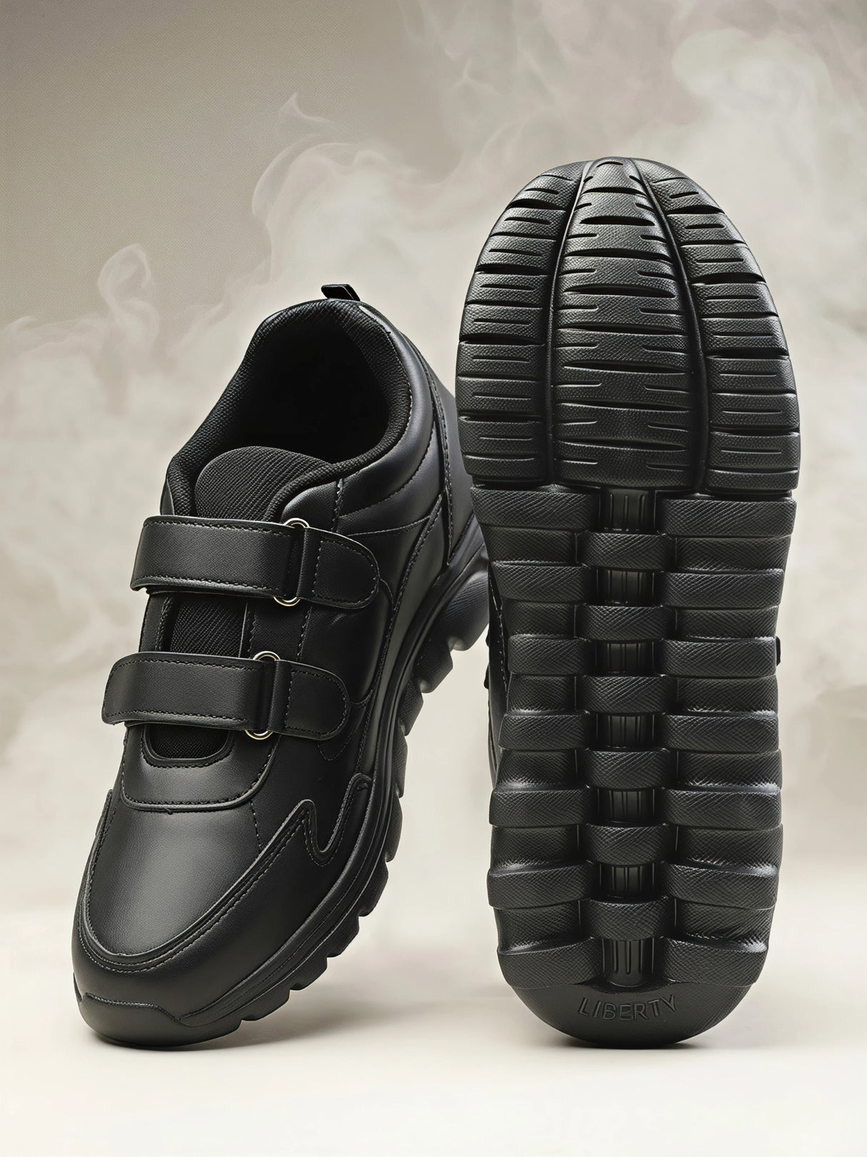 Liberty Force 10 Unisex Black Velcro School Shoes.