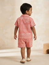 Pink Geometric Print Cotton Boys Coordinate Set