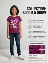 Girls Purple Floral "Grow Strong" Casual Top