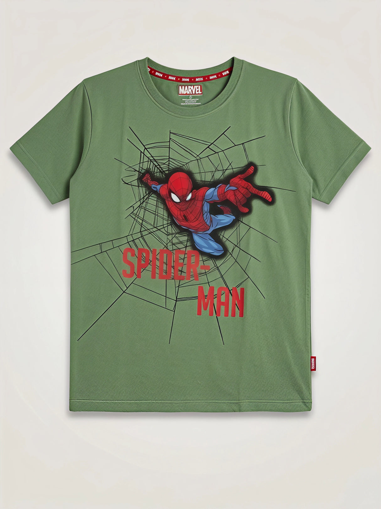 Boys Green Spider-Man Graphic Printed T-Shirt.