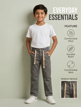 Boys Grey Casual Trousers with Drawstring Detail